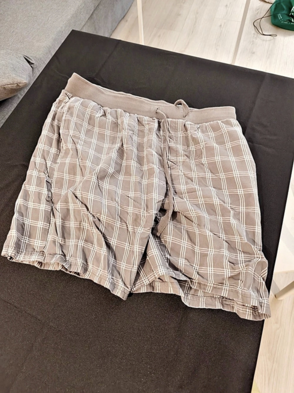 Plaid Flat Front Shorts in Brown
